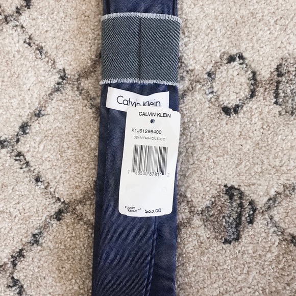 3 for $30 Calvin Klein NWT Solid Denim Blue Tie - Picture 3 of 5